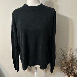 Sag Harbor Women Long Sleeve Sweater Black Light Weight Crew Neck Acrylic Sz L